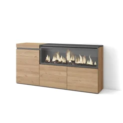Aparador Kroma 3 puertas con chimenea derecha 75x157,7x34,6 cm