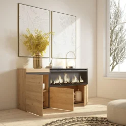 Aparador Kroma 3 puertas con chimenea derecha 75x157,7x34,6 cm