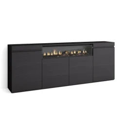 Aparador Kroma 4 puertas con chimenea central 75x203x34,6 cm