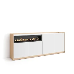 Aparador Kroma 4 puertas con chimenea izquierda 79,2x209x35 cm