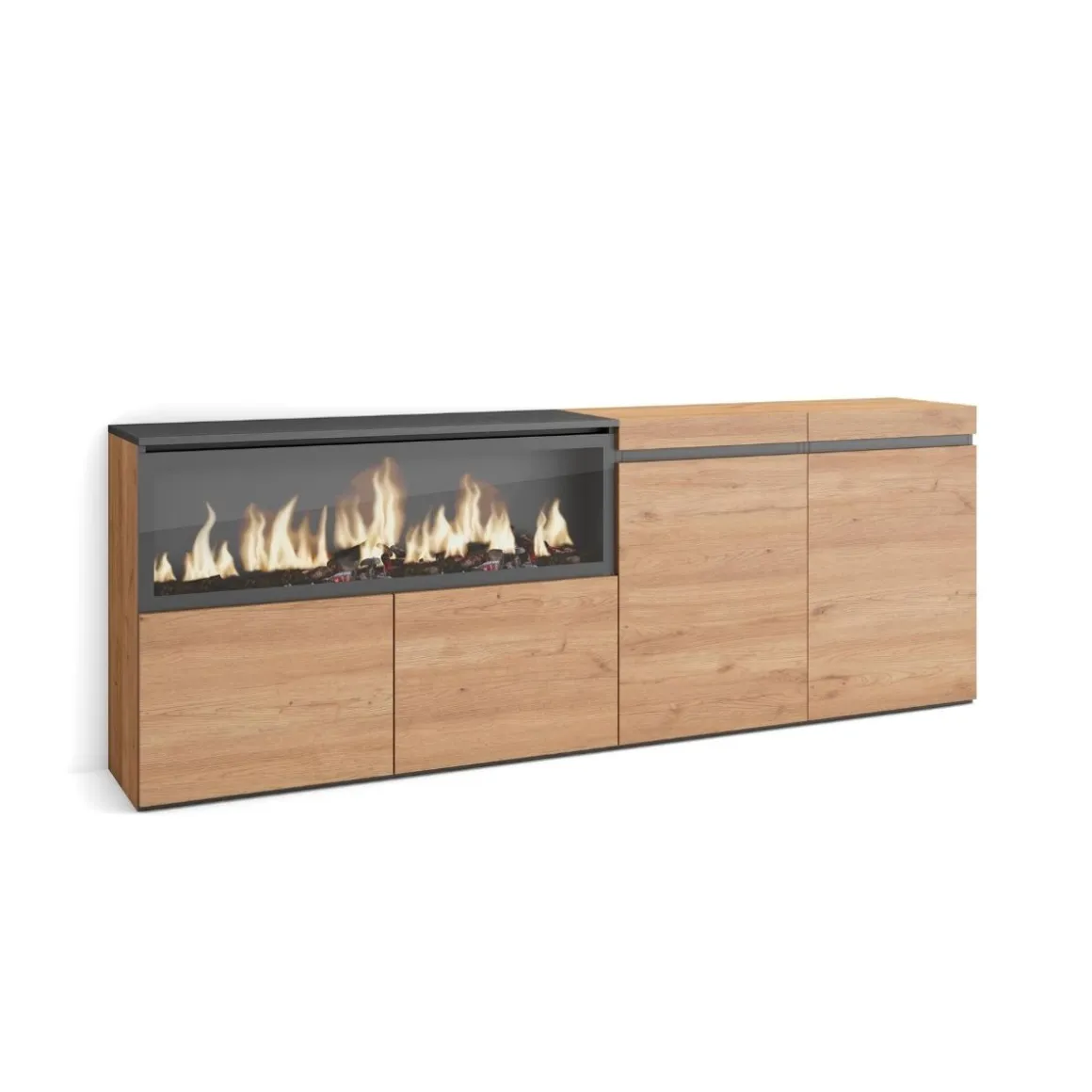 Aparador Kroma 4 puertas con chimenea izquierda 75x208,2x34,6 cm