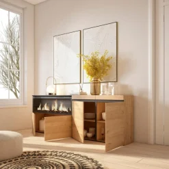 Aparador Kroma 4 puertas con chimenea izquierda 75x208,2x34,6 cm