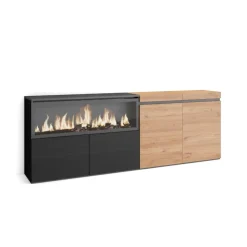 Aparador Kroma 4 puertas con chimenea izquierda 75x208,2x34,6 cm