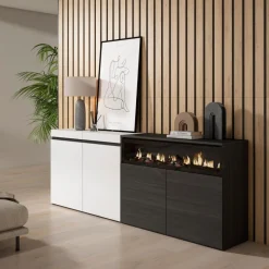 Aparador Kroma 4 puertas con chimenea derecha 75x203x34,6 cm