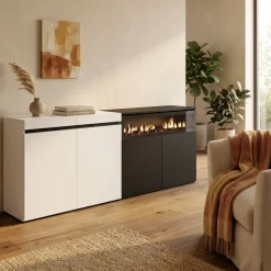 Aparador Kroma 4 puertas con chimenea derecha 75x203x34,6 cm