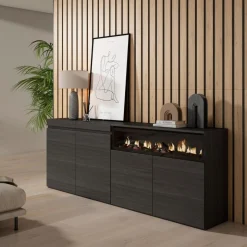 Aparador Kroma 4 puertas con chimenea derecha 75x203x34,6 cm