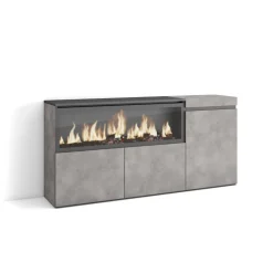 Aparador Kroma 3 puertas con chimenea izquierda 75x157,7x34,6 cm