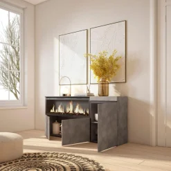 Aparador Kroma 3 puertas con chimenea izquierda 75x157,7x34,6 cm
