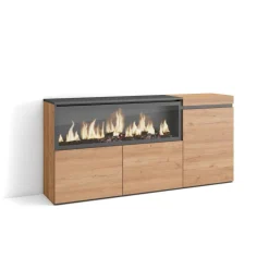 Aparador Kroma 3 puertas con chimenea izquierda 75x157,7x34,6 cm