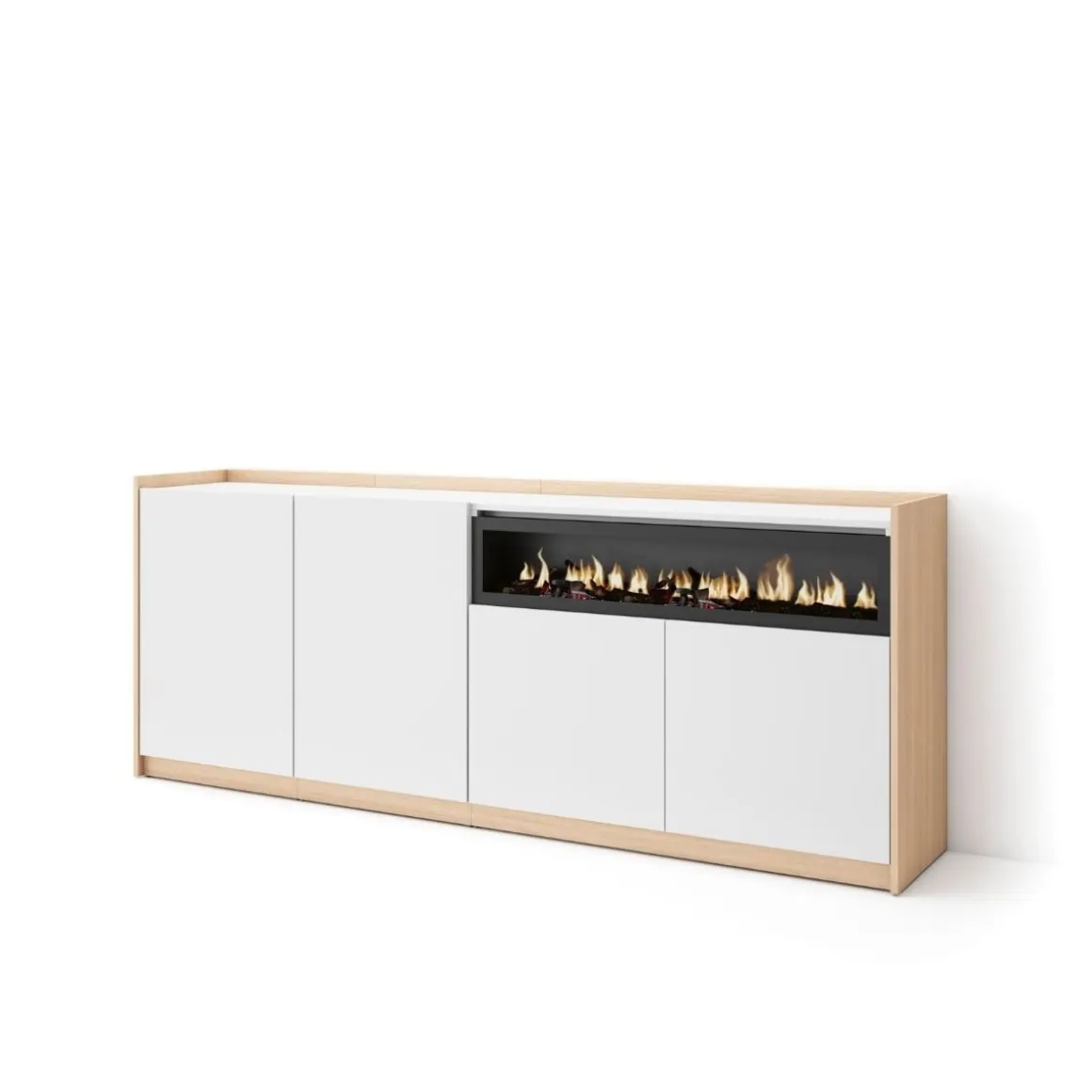 Aparador Kroma 4 puertas con chimenea derecha 79,2x209x35 cm