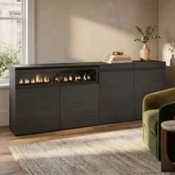 Aparador Kroma 4 puertas con chimenea izquierda 75x203x34,6 cm