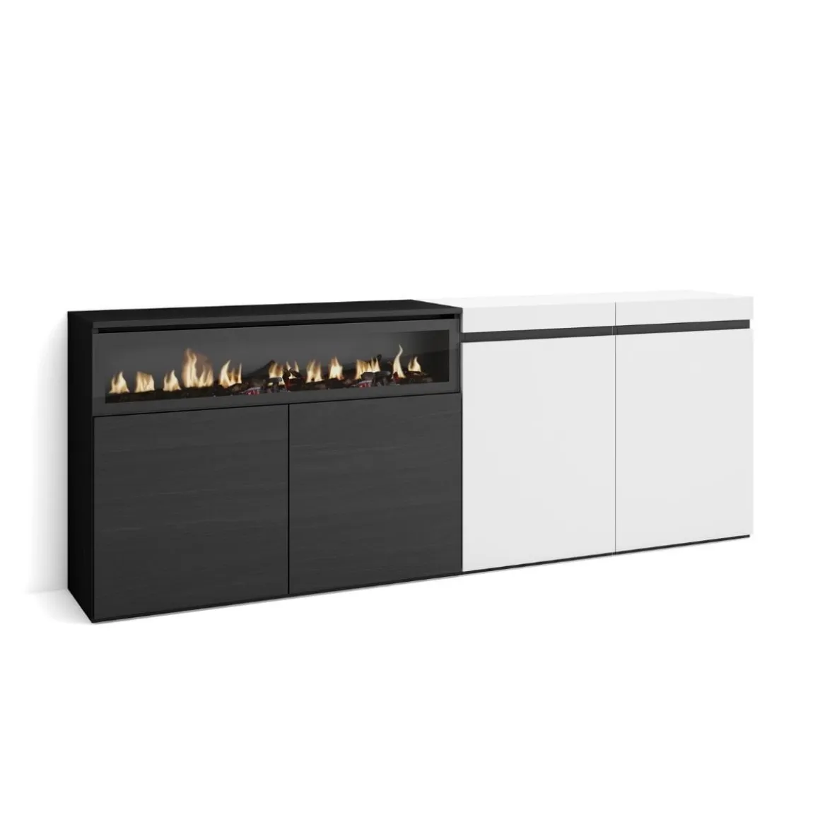 Aparador Kroma 4 puertas con chimenea izquierda 75x203x34,6 cm