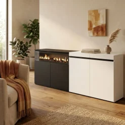 Aparador Kroma 4 puertas con chimenea izquierda 75x203x34,6 cm
