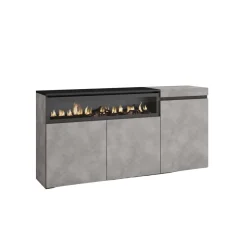 Aparador Kroma 3 puertas con chimenea izquierda gris 75x152,5x34,6 cm