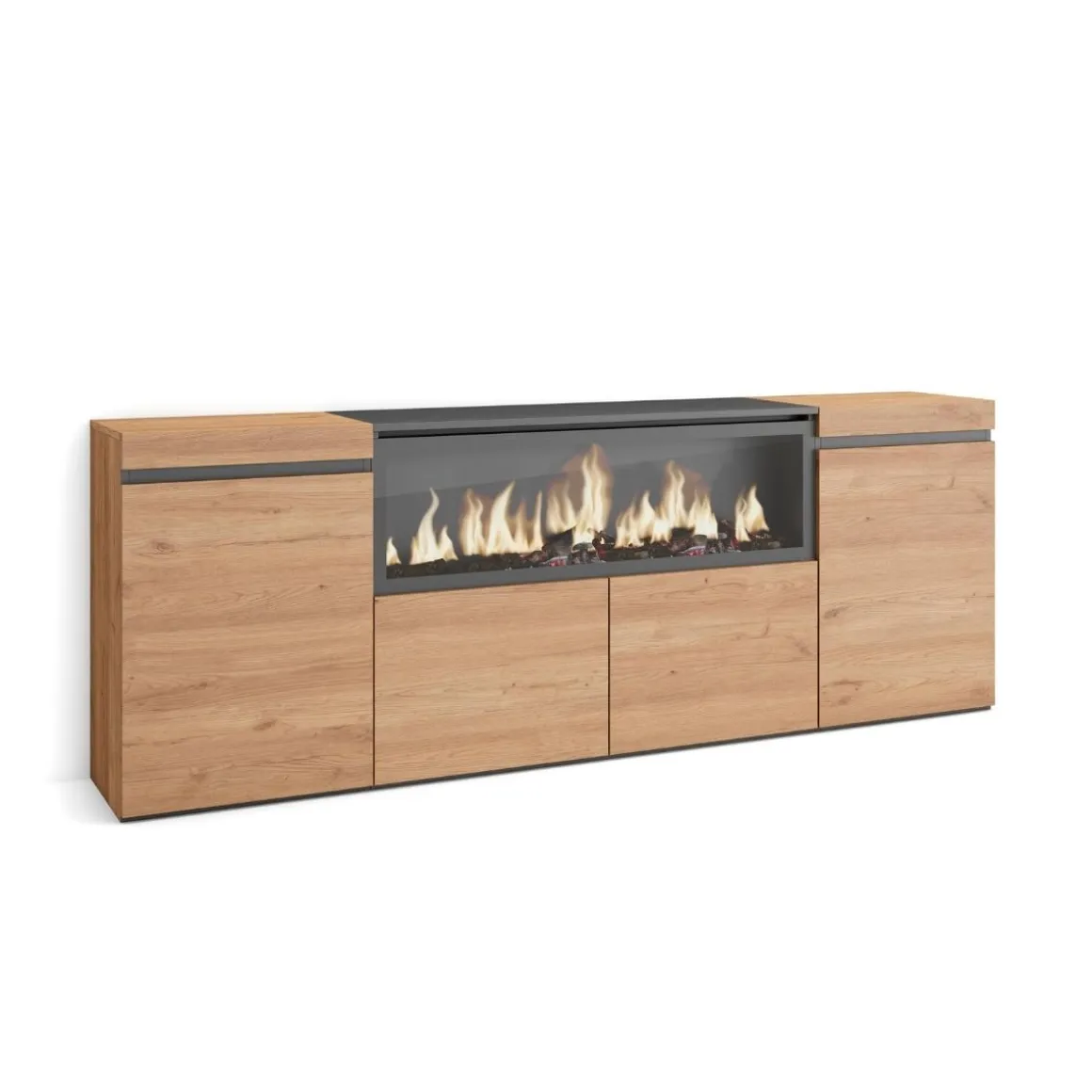 Aparador Kroma 4 puertas con chimenea central 75x208,2x34,6 cm