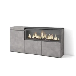 Aparador Kroma 3 puertas con chimenea derecha 75x157,7x34,6 cm