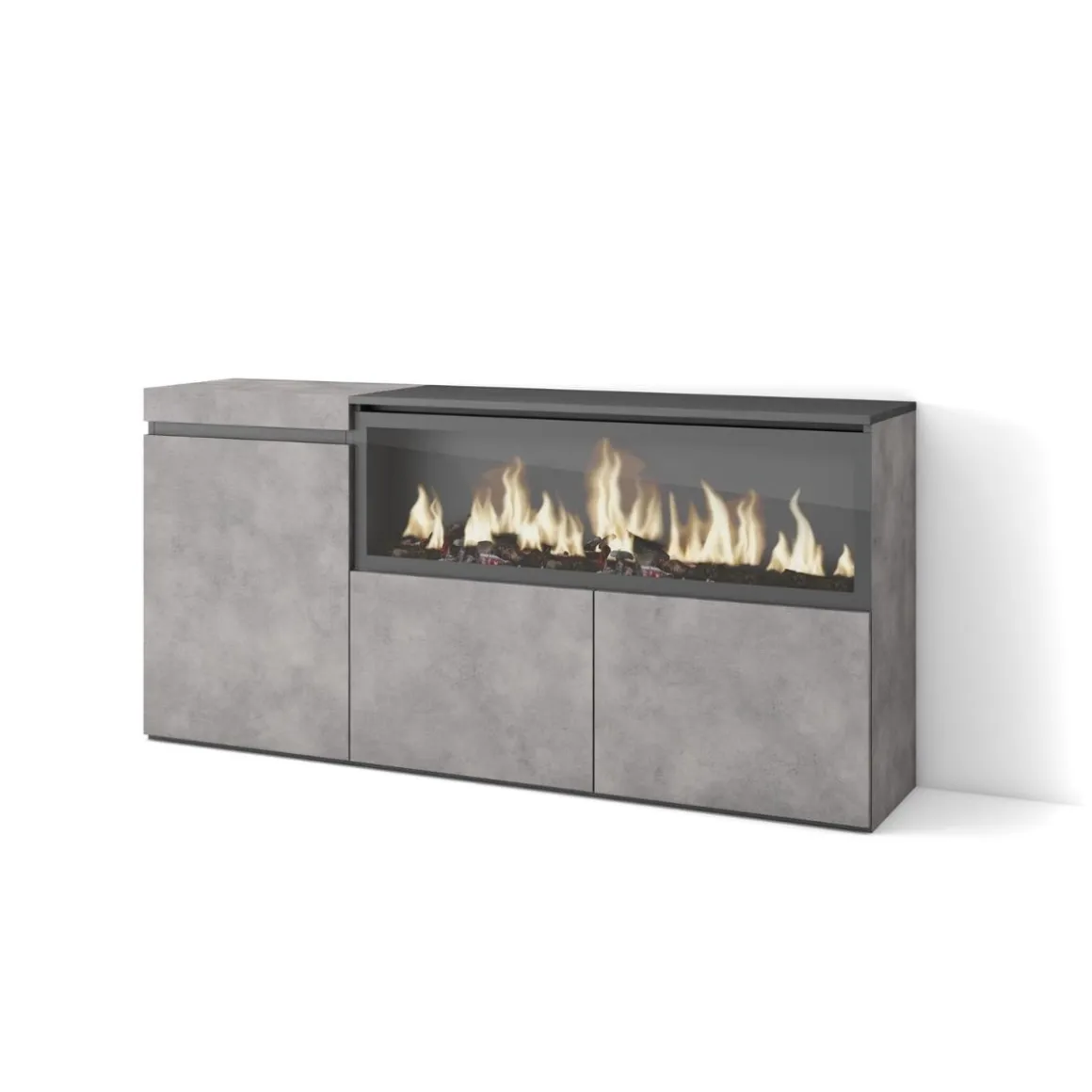 Aparador Kroma 3 puertas con chimenea derecha 75x157,7x34,6 cm