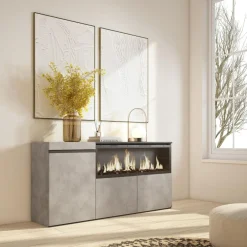 Aparador Kroma 3 puertas con chimenea derecha 75x157,7x34,6 cm