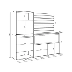 Aparador Kroma con zapatero y chimenea derecha blanco 145x167,2x35 cm