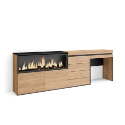 Aparador Kroma tocador con chimenea izquierda 75x223,9x35 cm