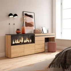 Aparador Kroma tocador con chimenea izquierda 75x223,9x35 cm