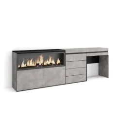 Aparador Kroma tocador con chimenea izquierda 75x223,9x35 cm