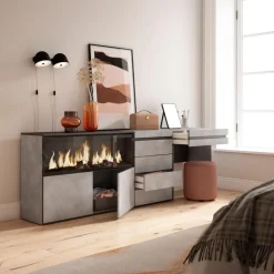 Aparador Kroma tocador con chimenea izquierda 75x223,9x35 cm