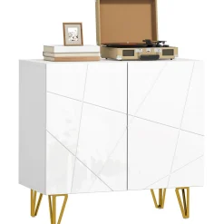Aparador Kumi Homcom 2 puertas blanco brillo 75x80x40 cm