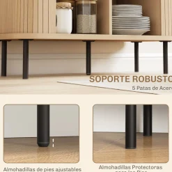 Aparador Latvia Homcom puertas correderas + 5 patas natural 75x90x40 cm