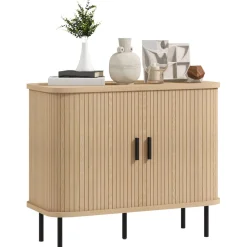 Aparador Latvia Homcom puertas correderas + 5 patas natural 75x90x40 cm