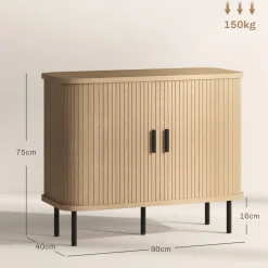 Aparador Latvia Homcom puertas correderas + 5 patas natural 75x90x40 cm