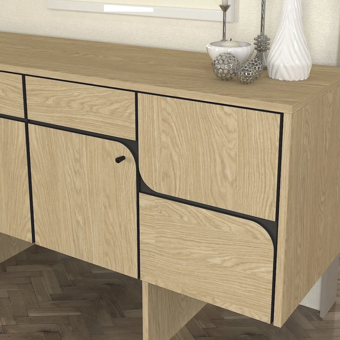 Aparador Lava 4 puertas natural 76x150x44,6 cm