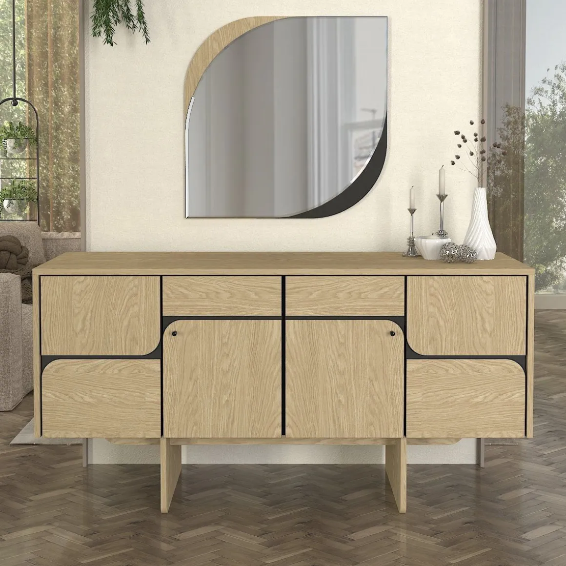 Aparador Lava 4 puertas natural 76x150x44,6 cm