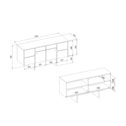 Aparador Lava 4 puertas natural 76x150x44,6 cm