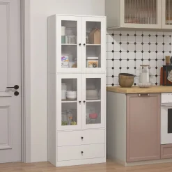 Aparador Ligna Homcom 4 puertas con 2 cajones blanco 170x59x30 cm