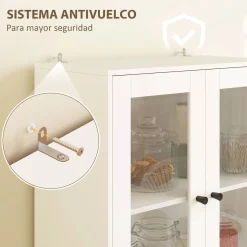 Aparador Ligna Homcom 4 puertas con 2 cajones blanco 170x59x30 cm