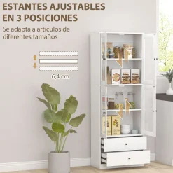 Aparador Ligna Homcom 4 puertas con 2 cajones blanco 170x59x30 cm