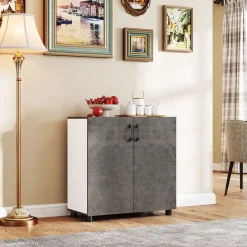 Aparador Liora Homcom 2 puertas gris 80x80x37 cm