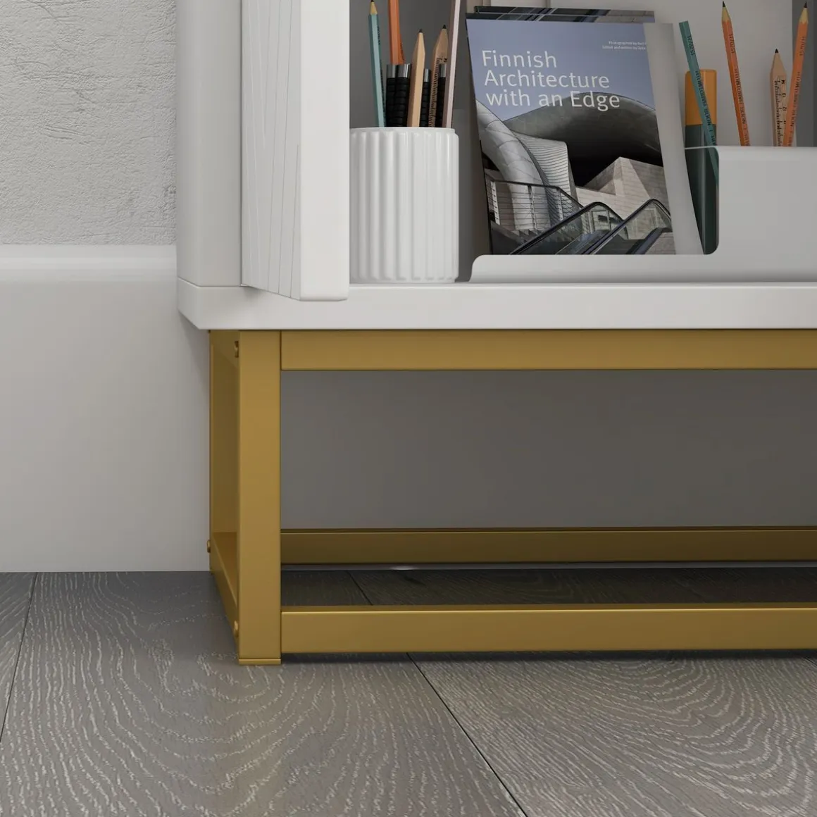 Aparador Luce Homcom 3 cajones + 2 armarios blanco 76x120x40 cm