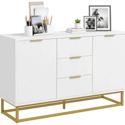 Aparador Luce Homcom 3 cajones + 2 armarios blanco 76x120x40 cm