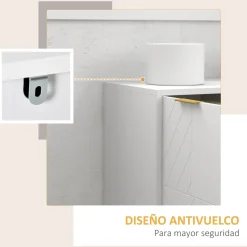 Aparador Luce Homcom 3 cajones + 2 armarios blanco 76x120x40 cm