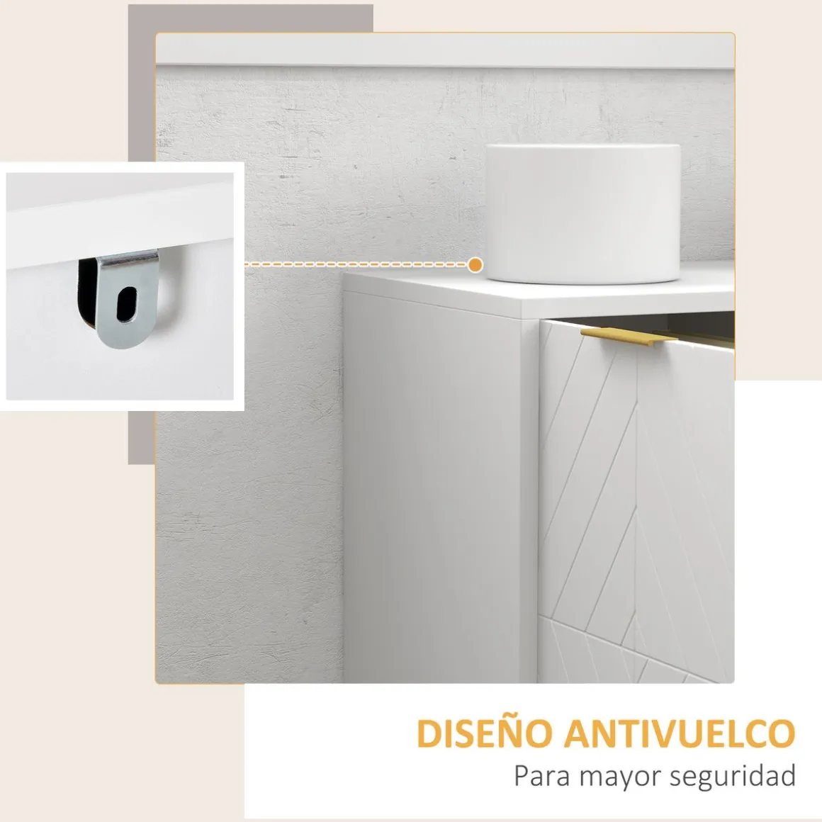 Aparador Luce Homcom 3 cajones + 2 armarios blanco 76x120x40 cm