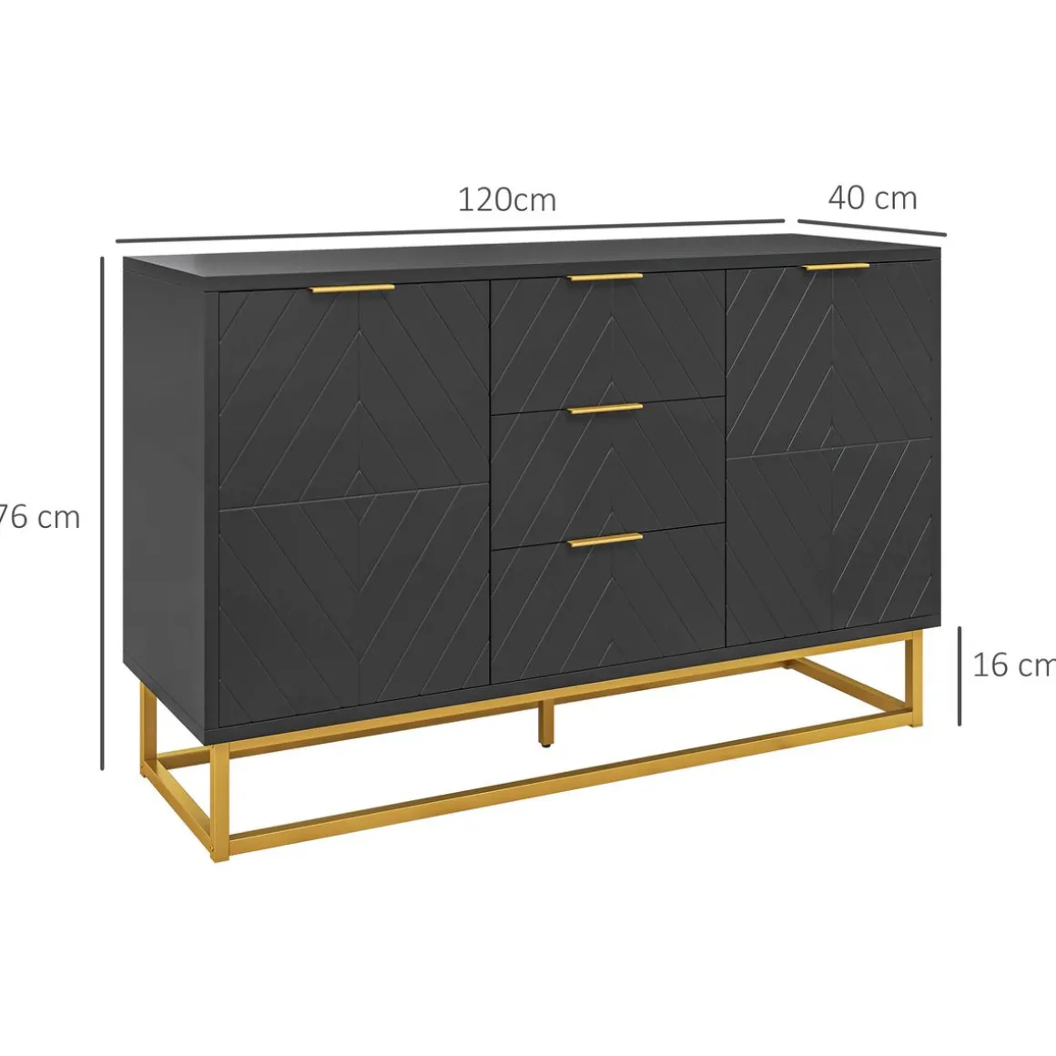 Aparador Luxor Homcom 3 cajones + 2 armarios 76x120x40 cm