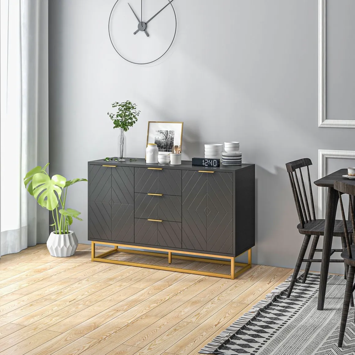 Aparador Luxor Homcom 3 cajones + 2 armarios 76x120x40 cm