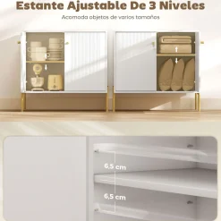 Aparador Lyx Homcom 2 puertas blanco 76x80x39,1 cm