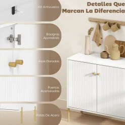 Aparador Lyx Homcom 2 puertas blanco 76x80x39,1 cm