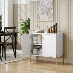 Aparador Lyx Homcom 2 puertas blanco 76x80x39,1 cm