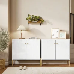 Aparador Lyx Homcom 2 puertas blanco 76x80x39,1 cm