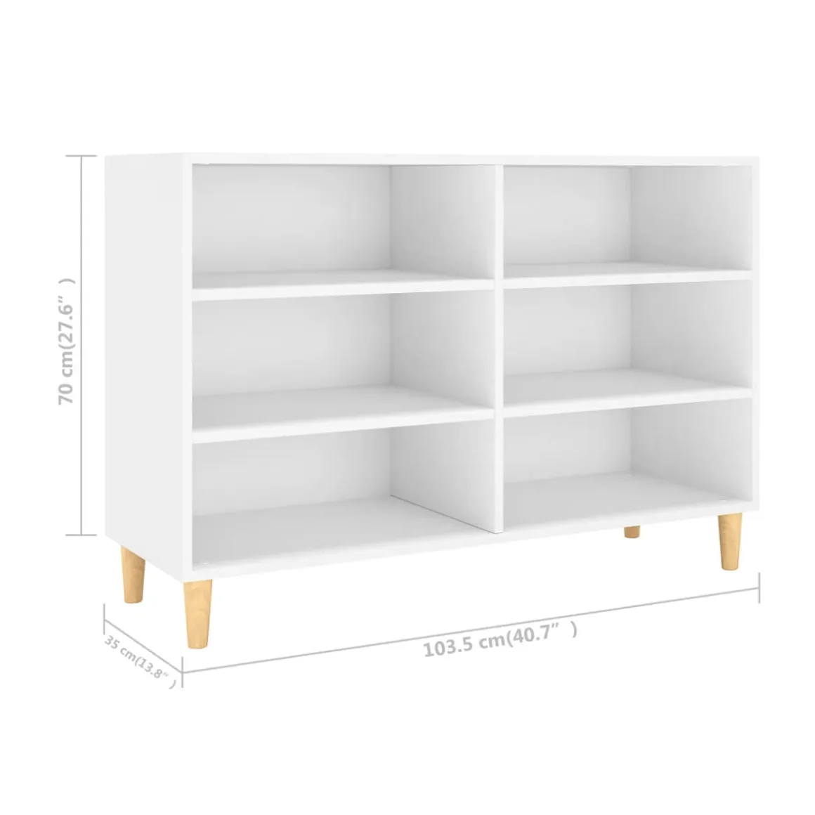 Aparador Margot 6 módulos diseño minimalista blanco 70x103,5x35 cm