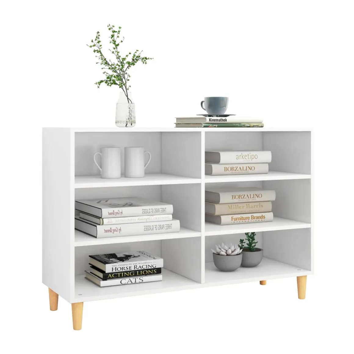 Aparador Margot 6 módulos diseño minimalista blanco 70x103,5x35 cm